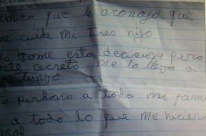 Carta suicida de Antera Arias Flete. (Fuente Externa) 