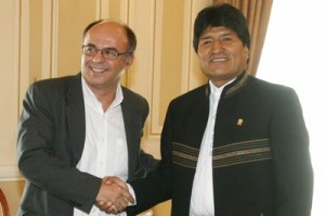 Presidente Evo Morales junto al embajador adjunto ante la ONU, Reymi Ferreira.